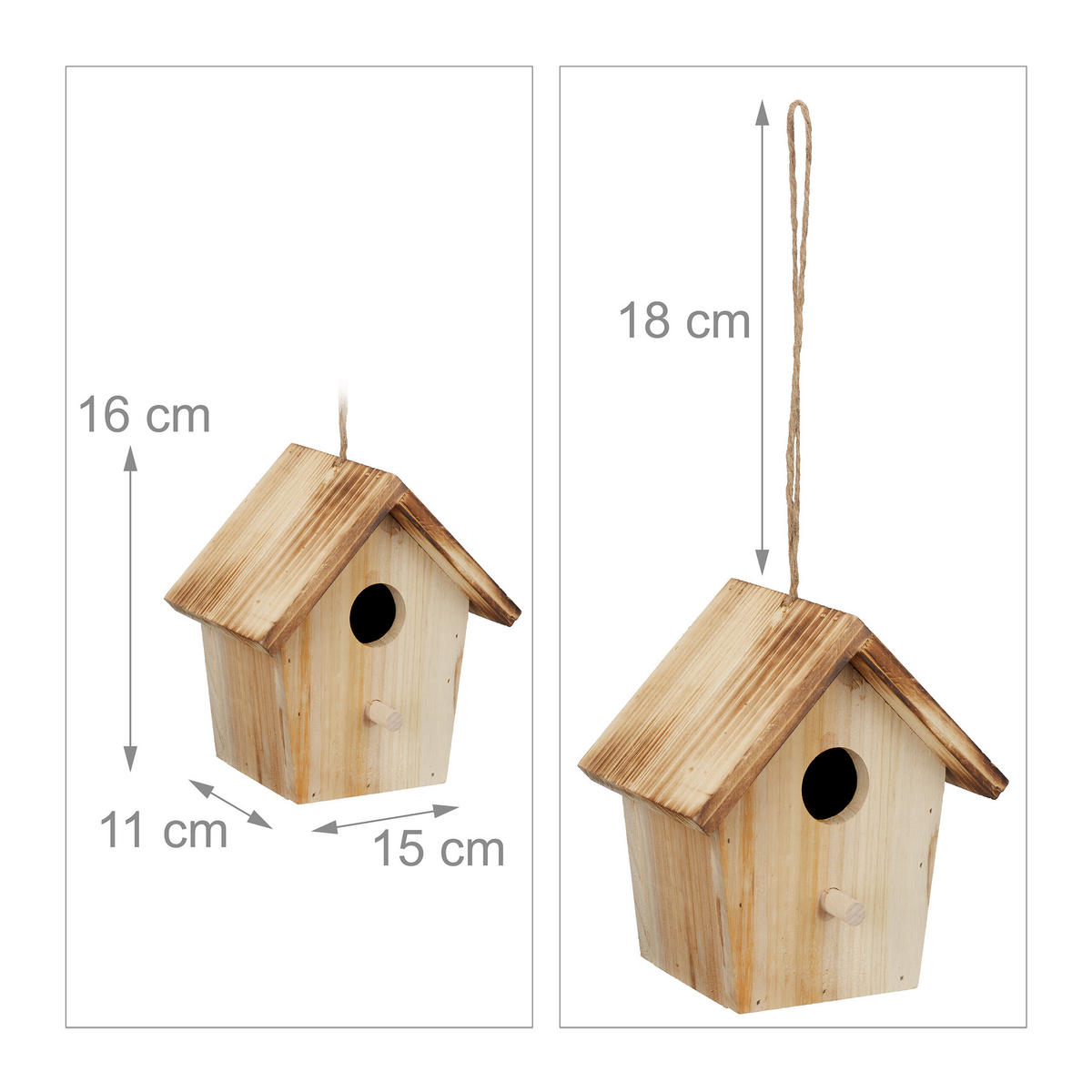 DEKO-VOGELHAUS - Hellbraun, Holz (15/16/11cm) - Relaxdays
