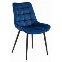 STUHL BARDI 1 Stück, Blau, Schwarz, mit Samtstoff gepolstert - Beige, Textil/Metall (45/89/53cm) - Komodee