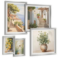 BILDER SET 5er Set - 50x50 cm & 20x30 cm & 40x60 cm Silberner Rahmen - Architektur der Zitronenstadt - Silberfarben, Kunststoff (40/60cm) - TULUP