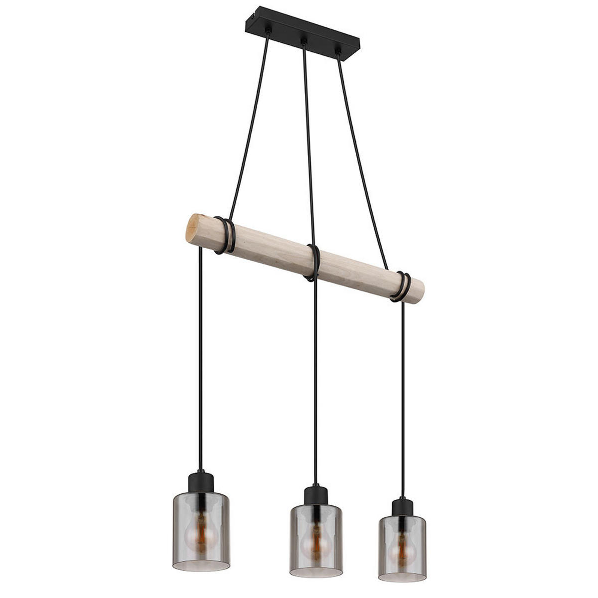 HÄNGELEUCHTE Holz Braun Glas rauchfarben - Braun, Holz (50/10/140cm) - Globo Lighting