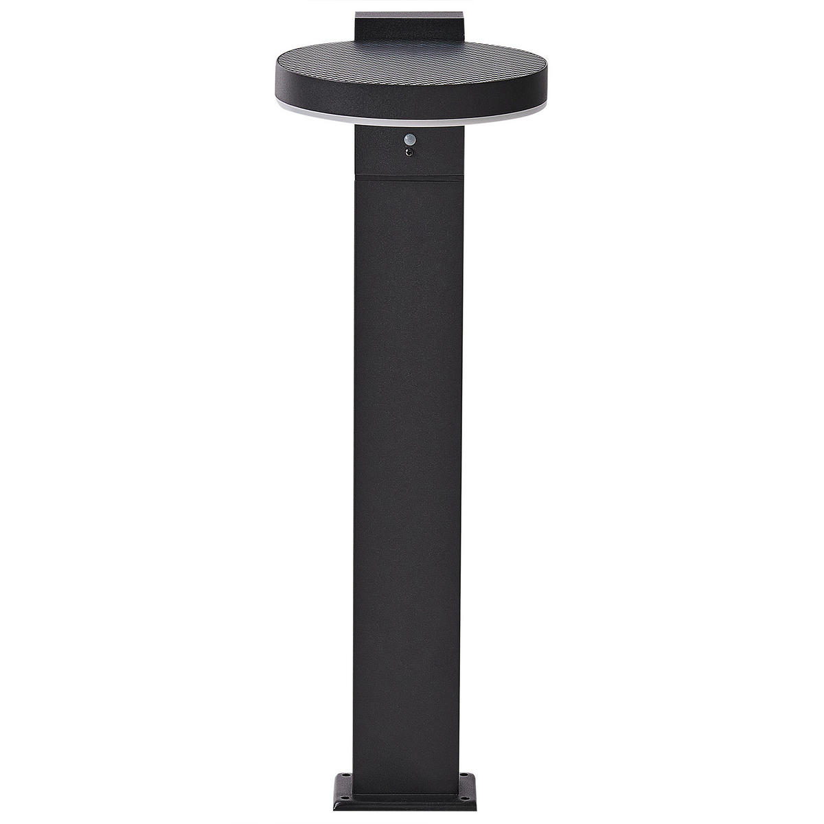 SOLAR-LED-POLLERLEUCHTE Schwarz Parkers - Schwarz, Metall (19/19/50cm) - Beliani