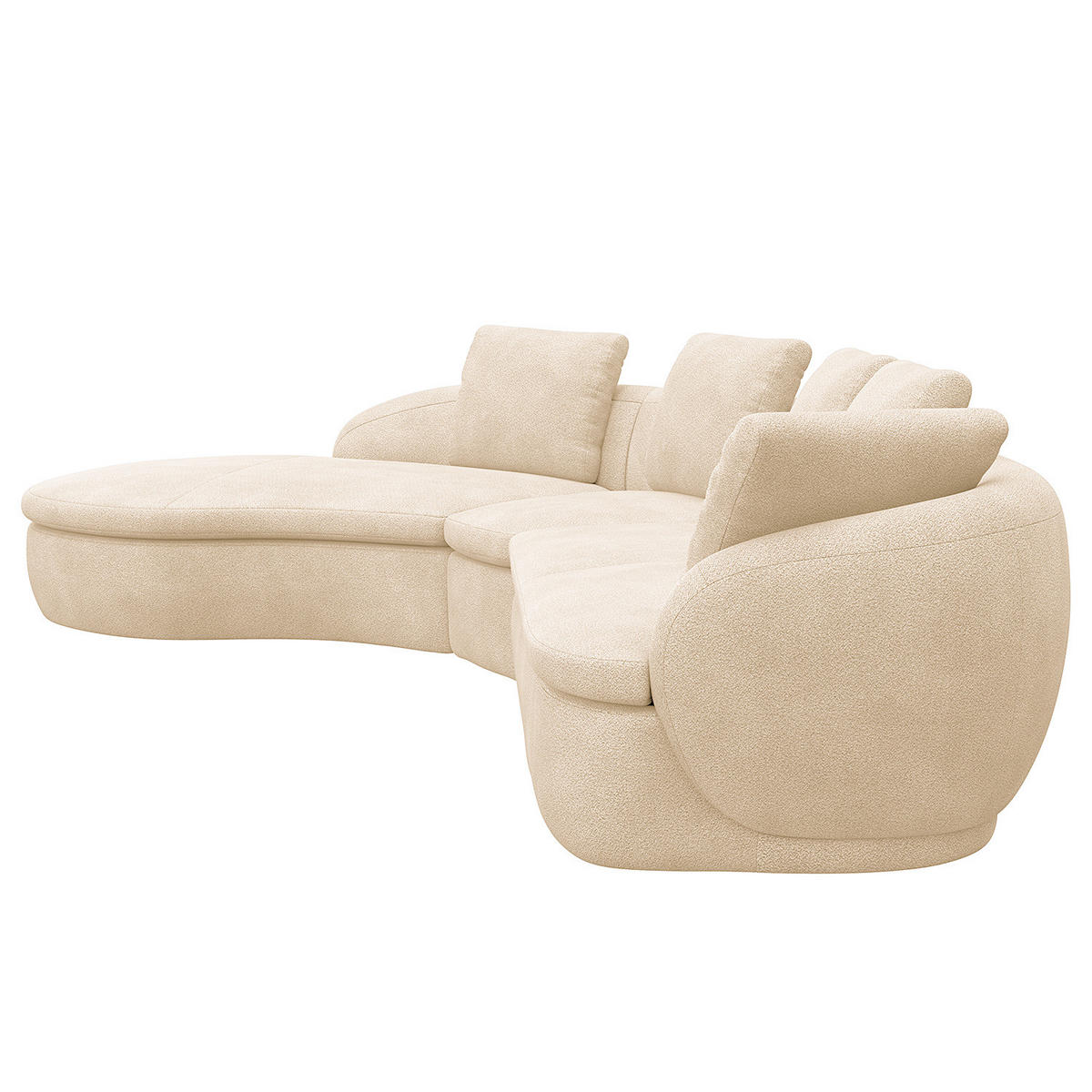 ECKSOFA mit Rundecke - Beige/Schwarz, Kunststoff/Textil (340/225cm) - home24