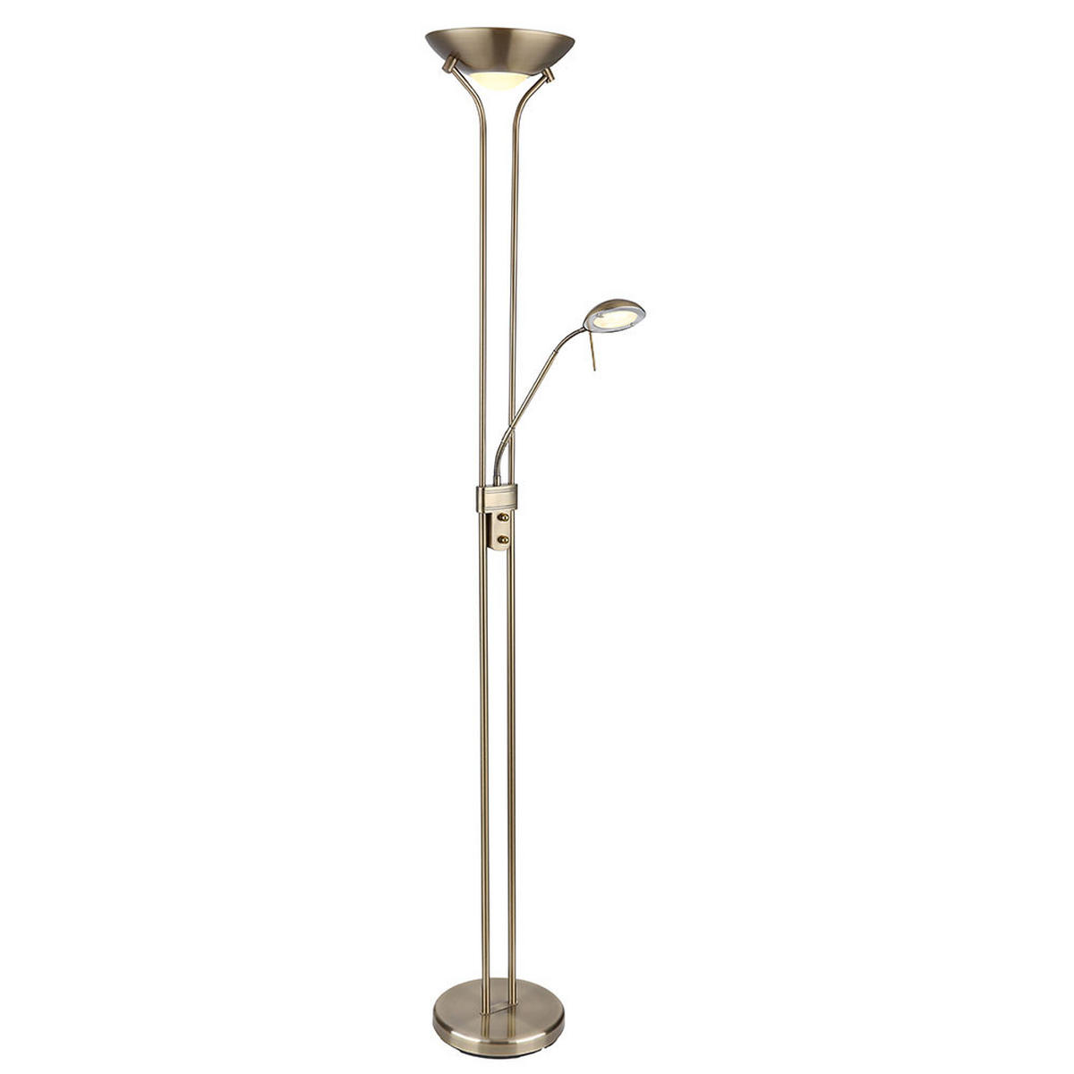 LED STEHLEUCHTE Metall Messing - Messingfarben, Glas (25.5/25.5/180cm) - Globo Lighting