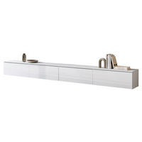 TV-LOWBOARD D300 mit weißer LED Beleuchtung - Weiß Hochglanz/Silberfarben, Holzwerkstoff/Kunststoff (300/30/33cm) - MIRJAN24
