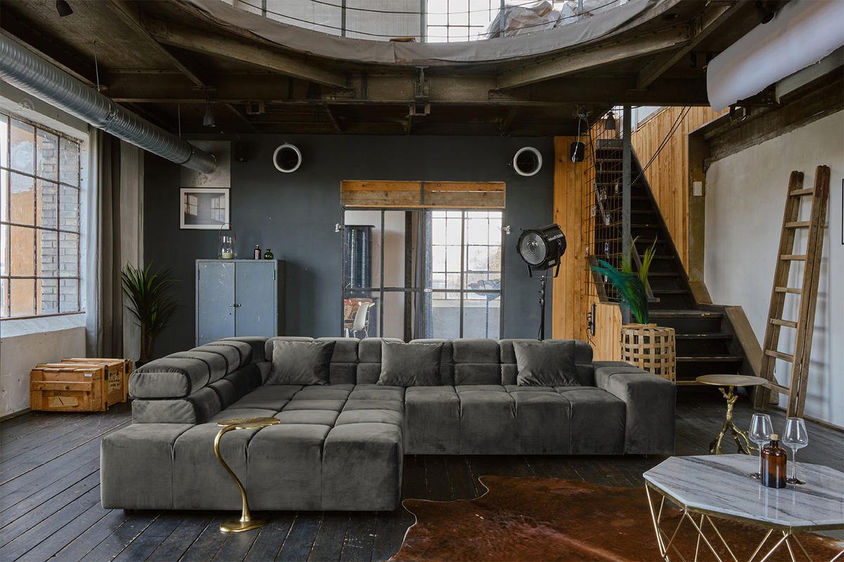 ECKSOFA MIT MOTORISCHEM SITZVORZUG NEVADA Grau Velvet - Schwarz/Grau, Textil (319/215cm) - KAWOLA