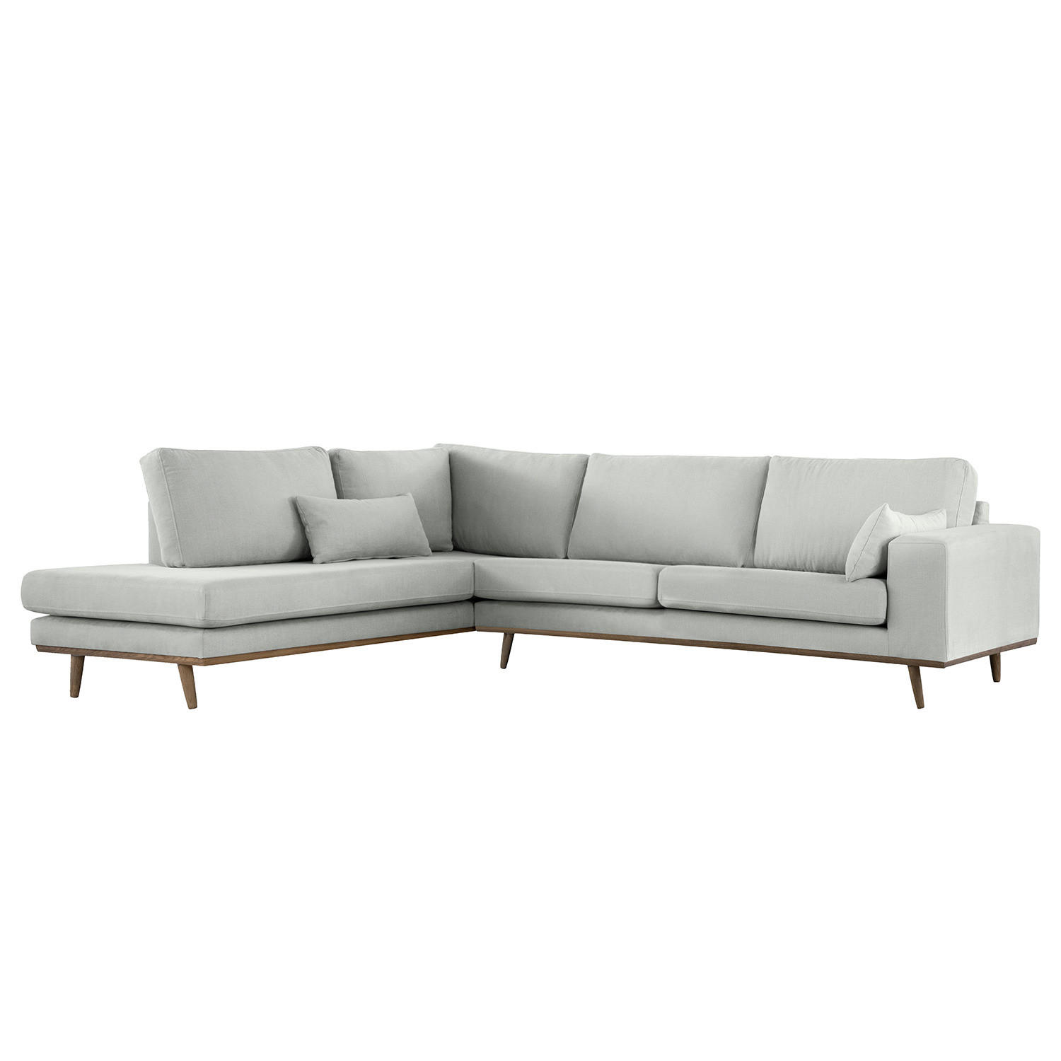 ECKSOFA mit Ottomane - Eichefarben/Grau, Naturmaterialien/Eichenholz (287/219cm) - home24