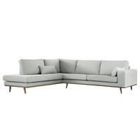 ECKSOFA mit Ottomane - Eichefarben/Grau, Naturmaterialien/Eichenholz (287/219cm) - home24