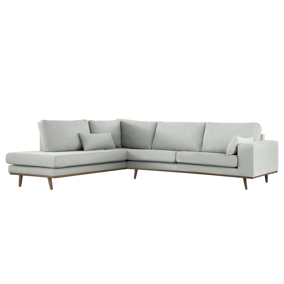 ECKSOFA mit Ottomane - Eichefarben/Grau, Naturmaterialien/Eichenholz (287/219cm) - home24