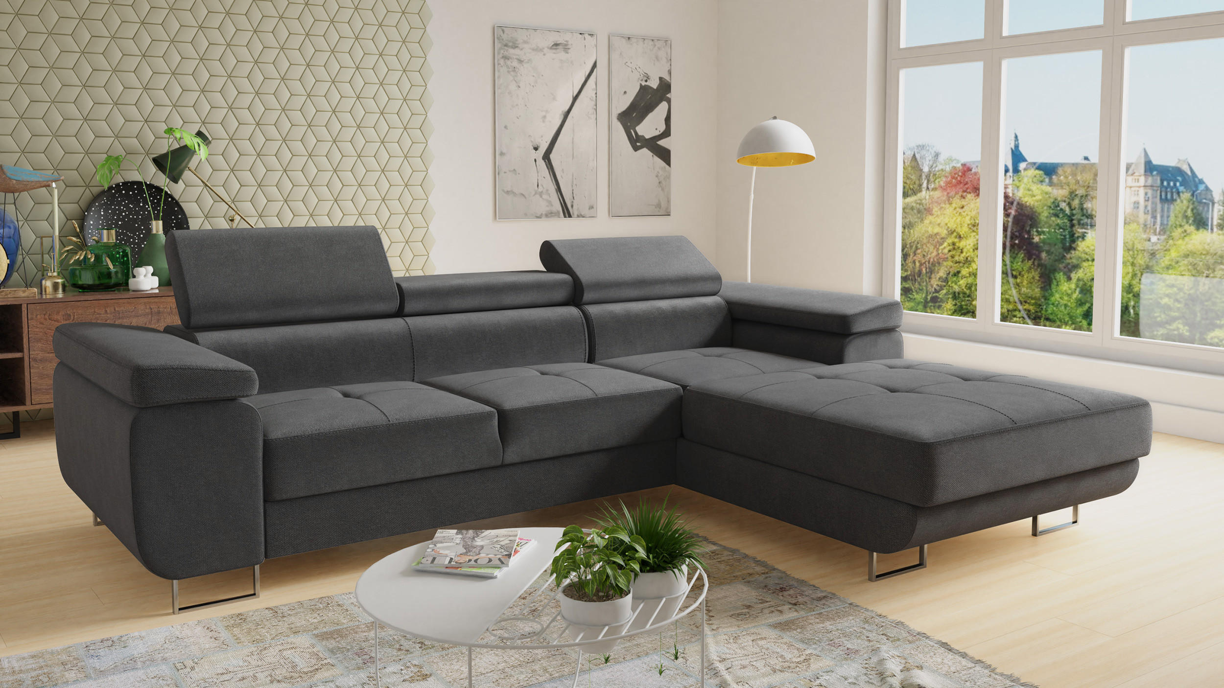 ECKSOFA Divo, Seite: Rechts - Grau, Holz/Textil (282/204cm) - Sofnet