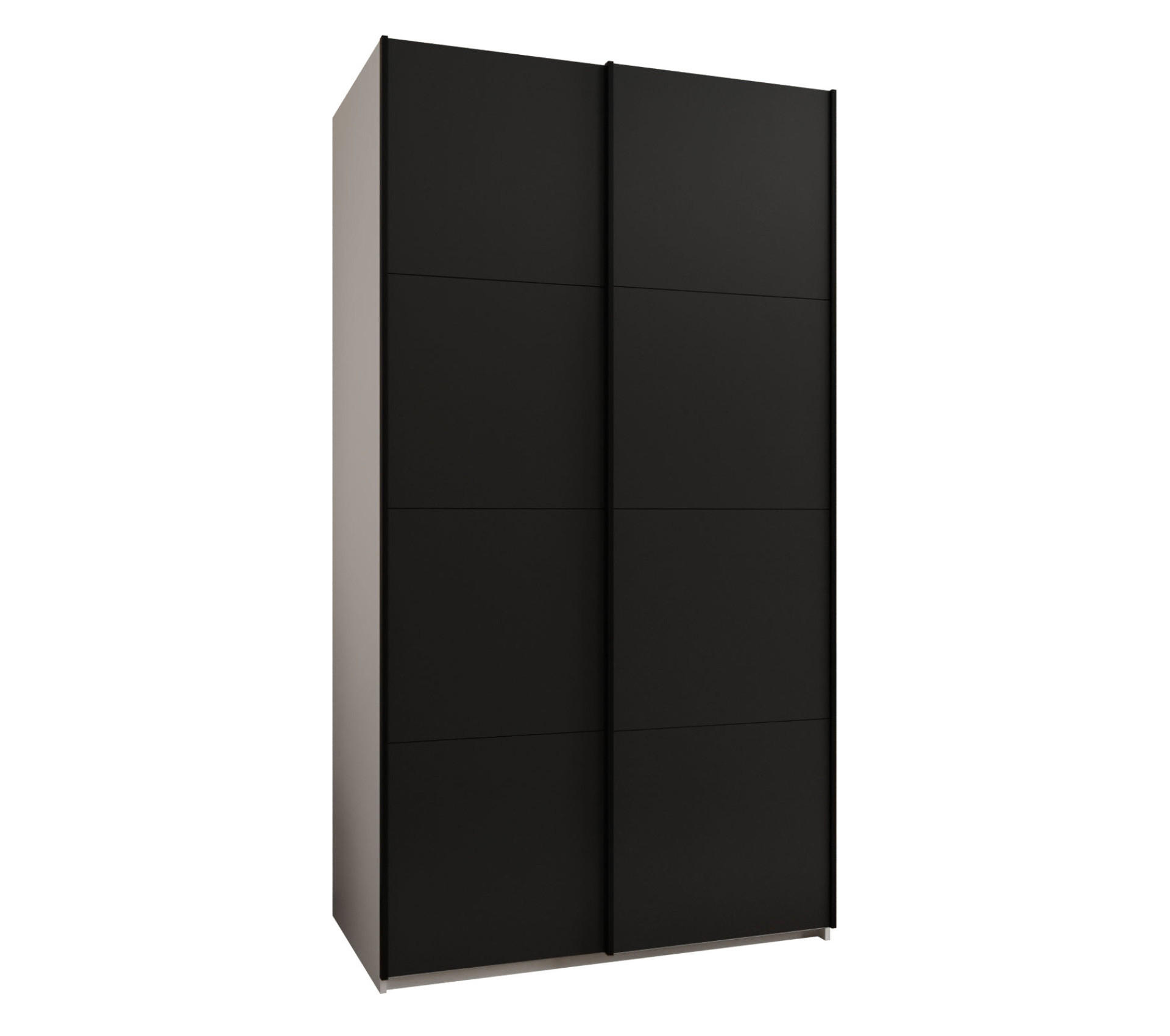 Abiks Möbel SCHWEBETÜRENSCHRANK Weiß, Schwarz, Schwarz 140cm × 64cm × 245cm