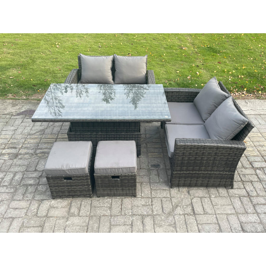Thumbnail - Fimous Gartenmöbe-Set, Dunkelgrau, Metall, 6-Sitzer, rechteckig, Gartenmöbel, Gartenmöbel-Sets
