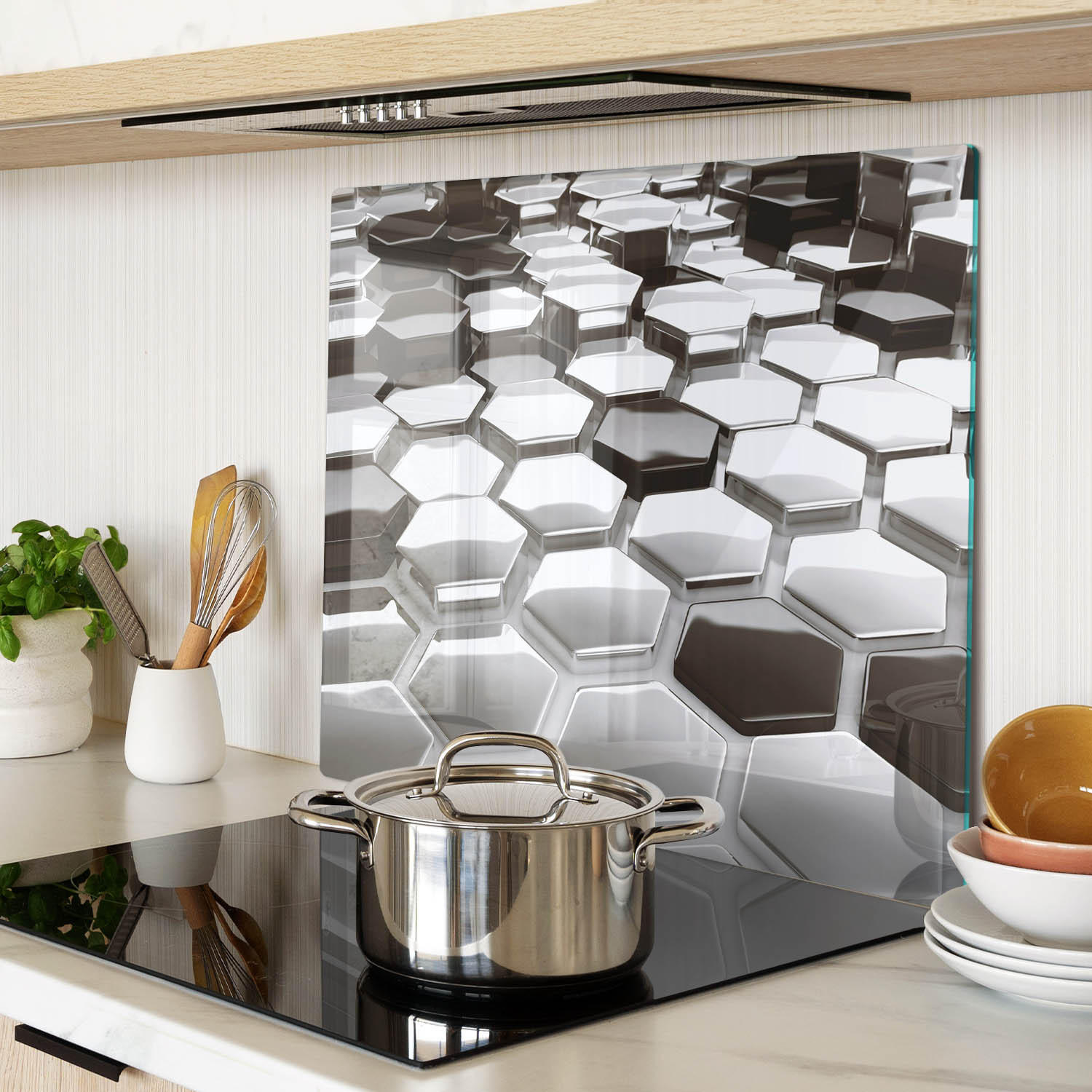 GLASPLATTE 60x52 cm 3D - Silberfarben, Glas (60/0.4/52cm) - TULUP
