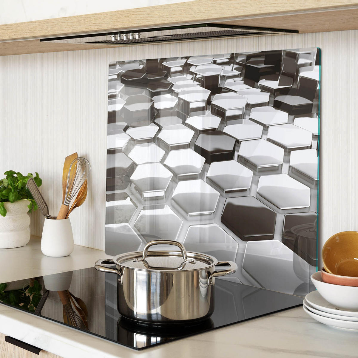 GLASPLATTE 60x52 cm 3D - Silberfarben, Glas (60/0.4/52cm) - TULUP