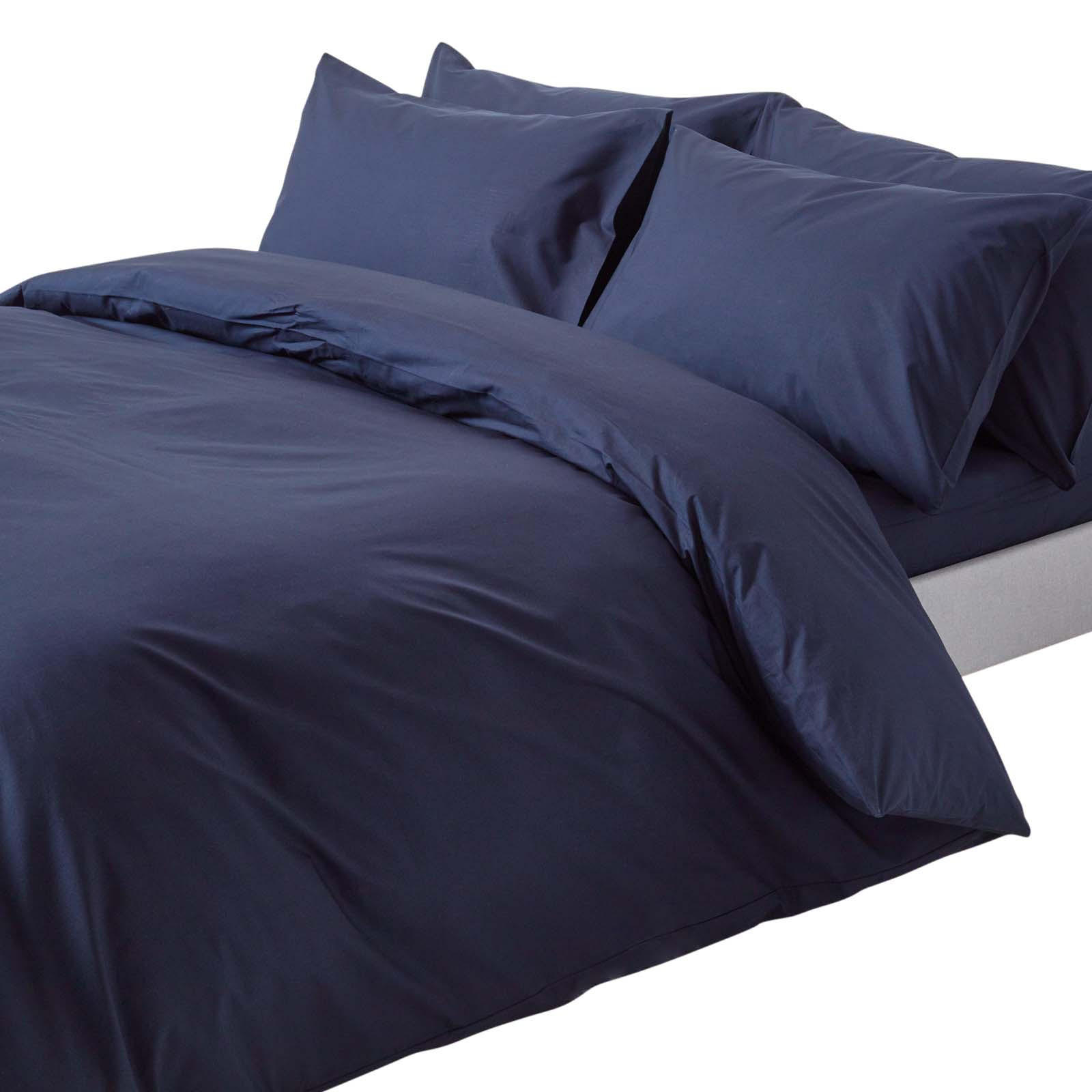BETTWÄSCHE Perkal Fadendichte 200 - Dunkelblau, Textil (230/220cm) - Homescapes