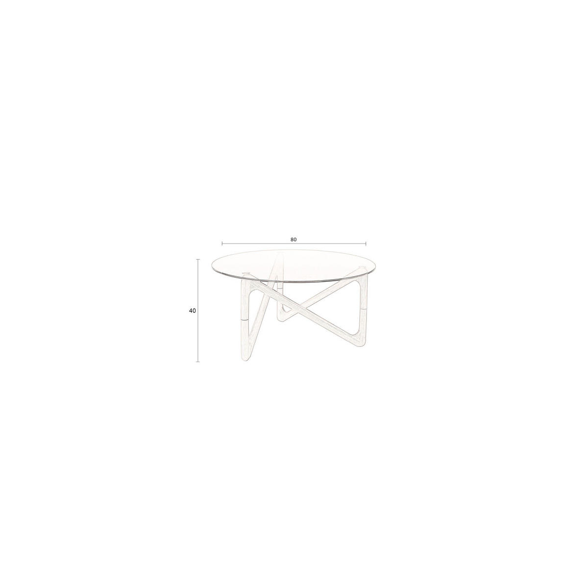 COUCHTISCH Naia Rund 80 cm Natural - Klar, Glas (80/80/40cm) - Dutchbone