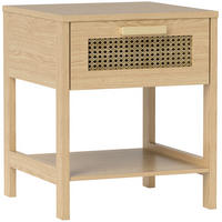NACHTTISCH 40/40/48,4 cm mit Schublade & offenem Fach in Natur mit Rattan-Optik - Hellbraun, Holz (40/48.4/40cm) - BEAOK