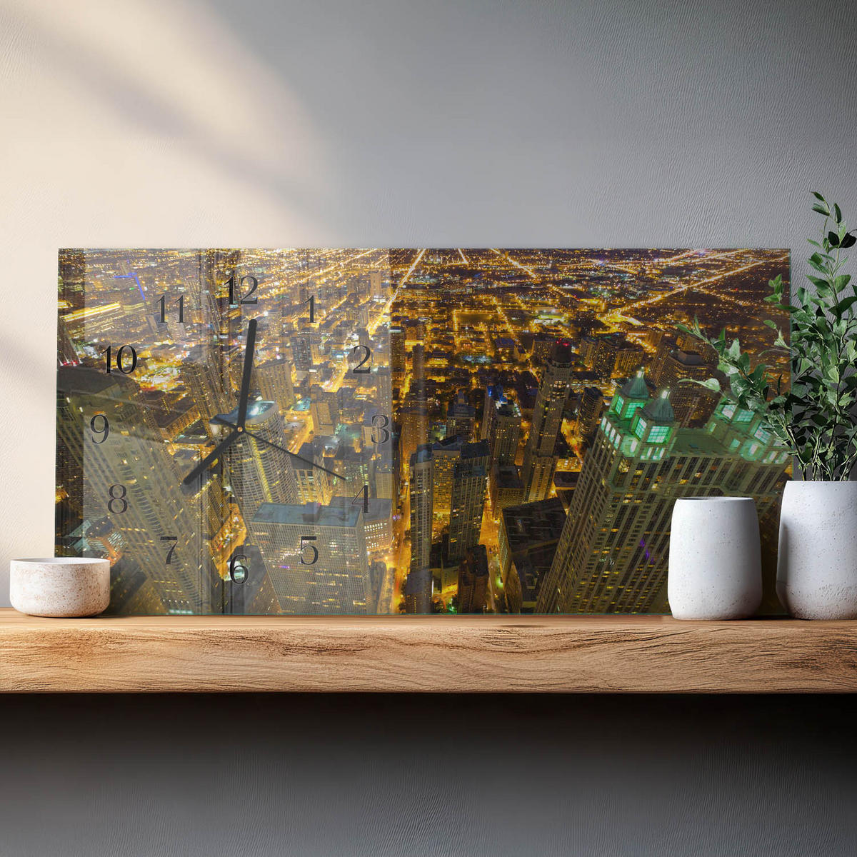 WANDUHR 60x30 cm - Abstrakte Kunst - Gelb, Glas (60/30/0.4cm) - TULUP