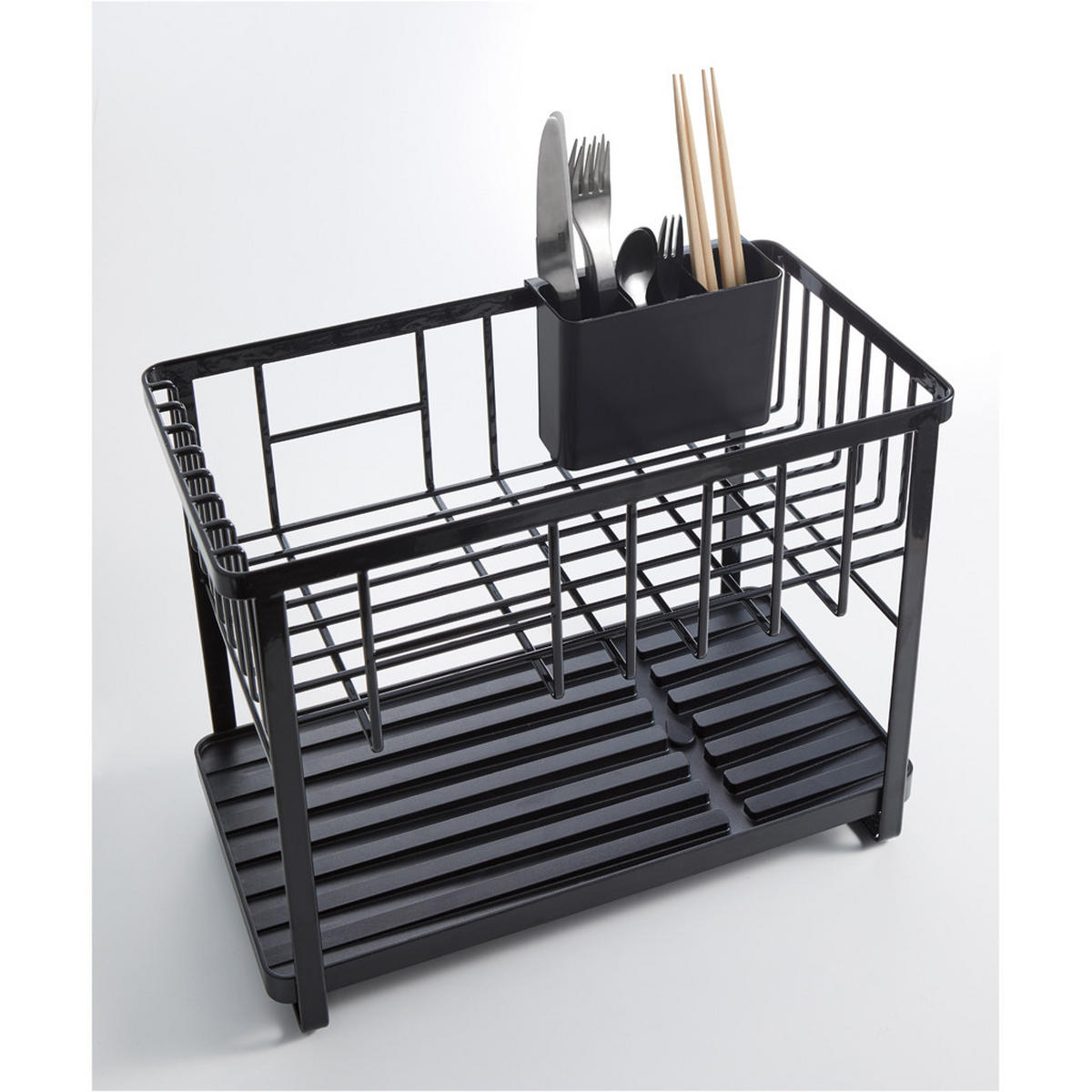 GESCHIRR-ABTROPFGESTELL Tower schwarz 41/33/22cm mit 2 Ebenen - Schwarz, Metall (22/33/41cm) - Yamazaki