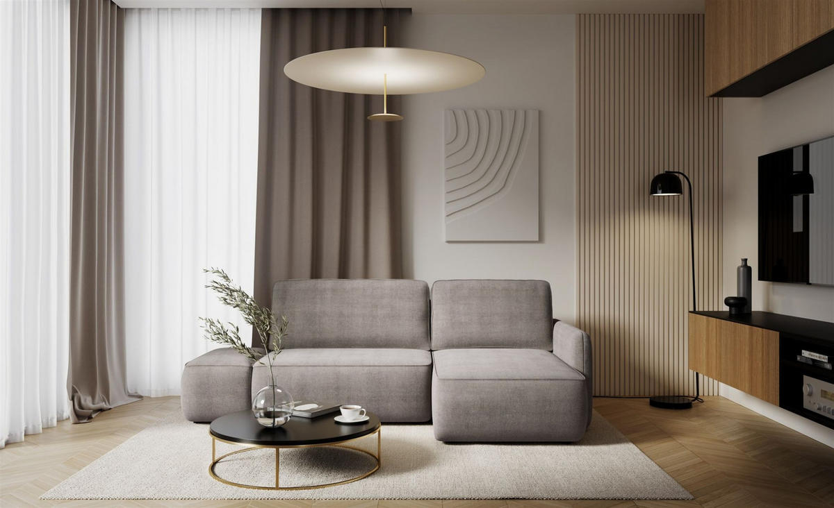 ECKSOFA Luka Mit Schlaffunktion - Graubraun, Holzwerkstoff/Textil (148/229cm) - Fun Möbel