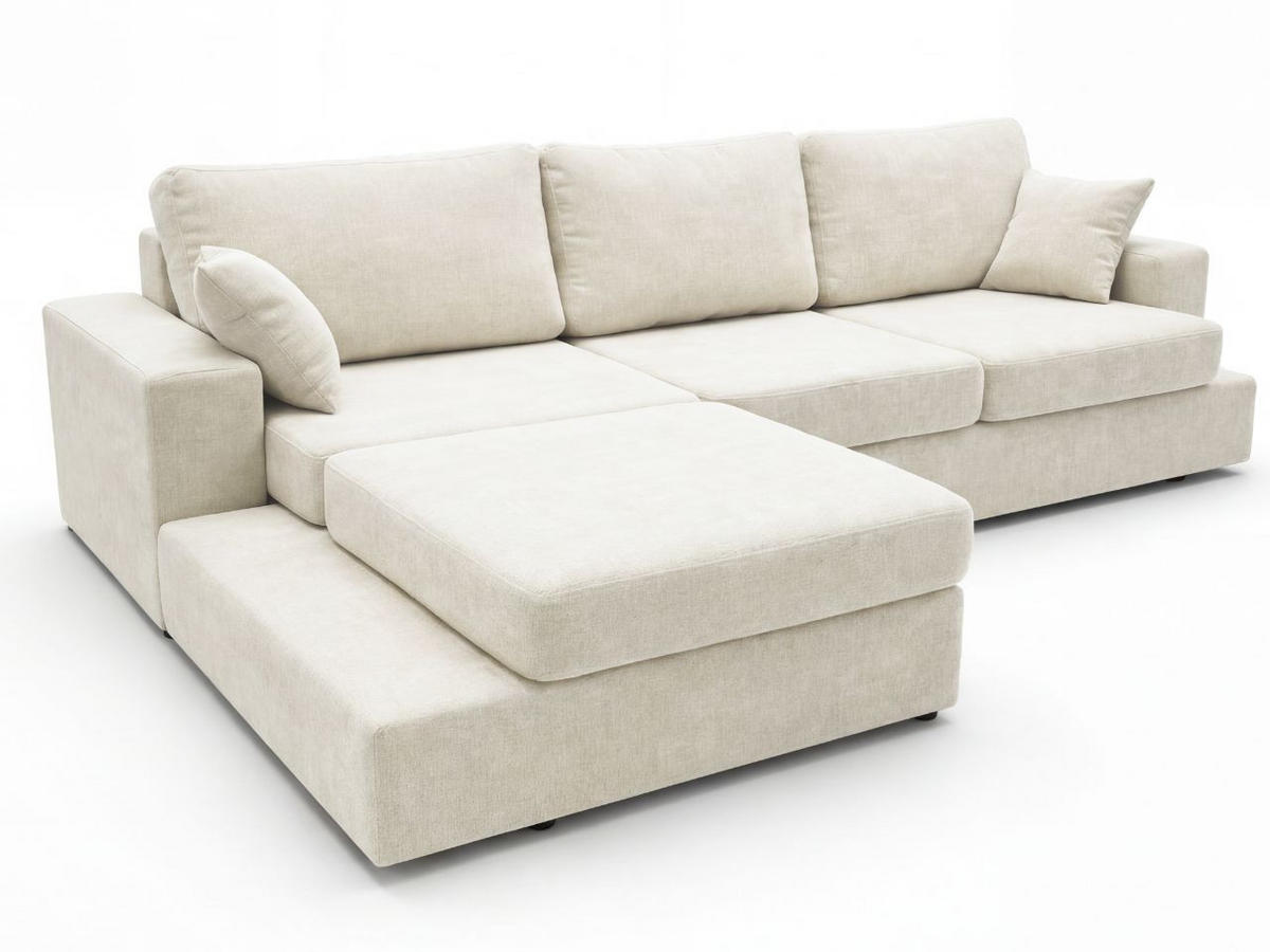 ECKSOFA Nesto Creme Links - Creme, Holz/Textil (260/165cm) - Graingold
