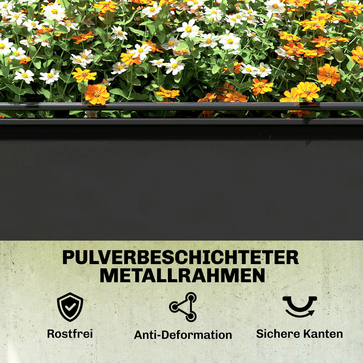 HOCHBEET DE-07834 mit Gewächshaus-Aufsatz & Rolltür Schwarz - Schwarz, Metall (100/136/49cm) - ComfortXL