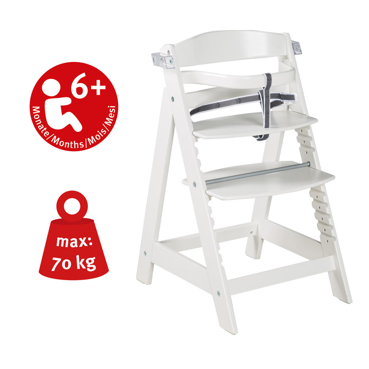 KINDERHOCHSTUHL - Sit Up 'CLICK & FUN' - weiß - Weiß, Holzwerkstoff (50/80/54cm) - Roba