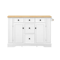 KÜCHENINSEL 130,5/40-65/92 cm weiß mit klappbarer Arbeitsplatte und Steckdosenleiste - Weiß, Holzwerkstoff (130.5/92/65cm) - OKWISH