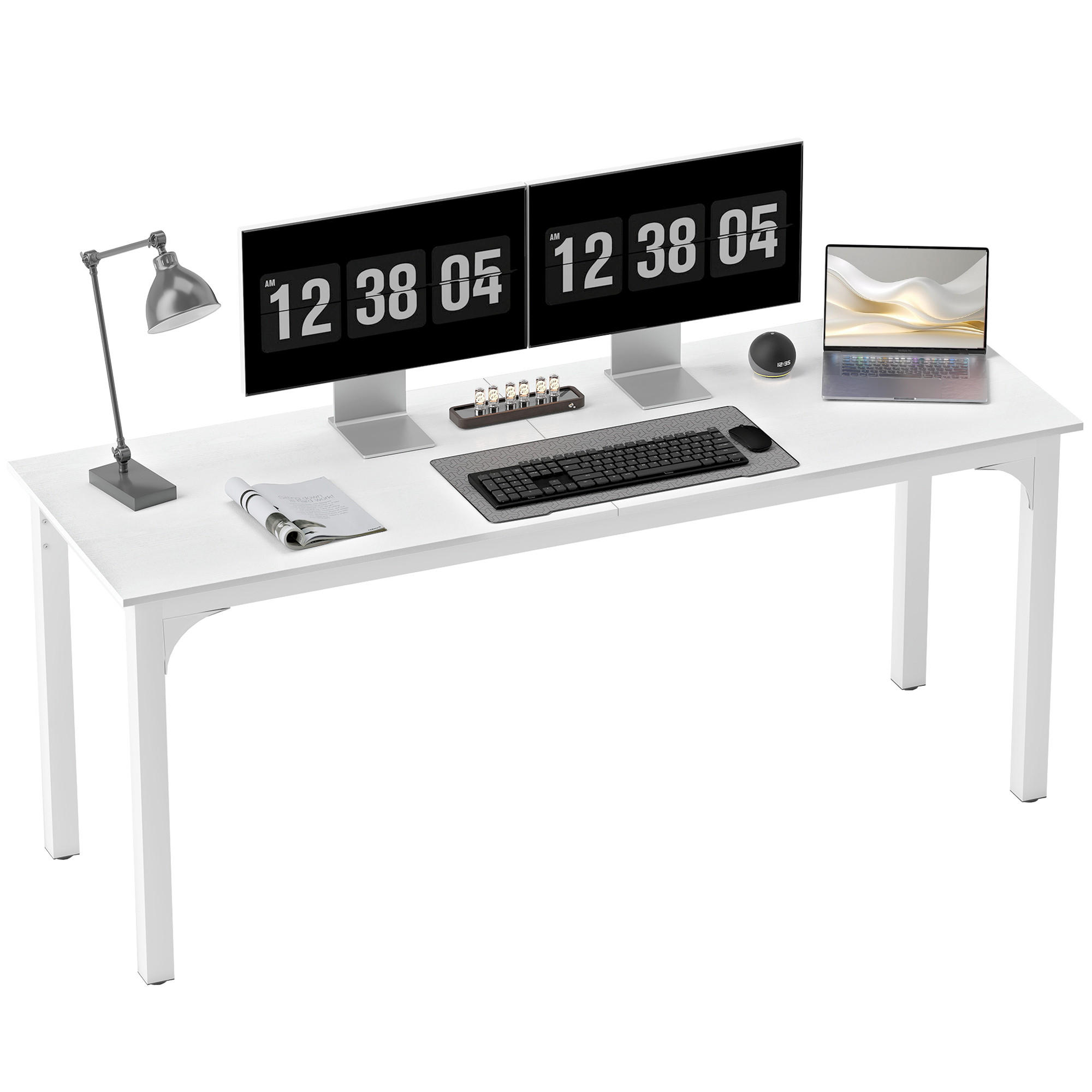 COMPUTERTISCH Weiß mit Metallgestell und großer Arbeitsfläche 180/60/75 cm - Weiß, Holzwerkstoff (60/180/75cm) - PANGIVO
