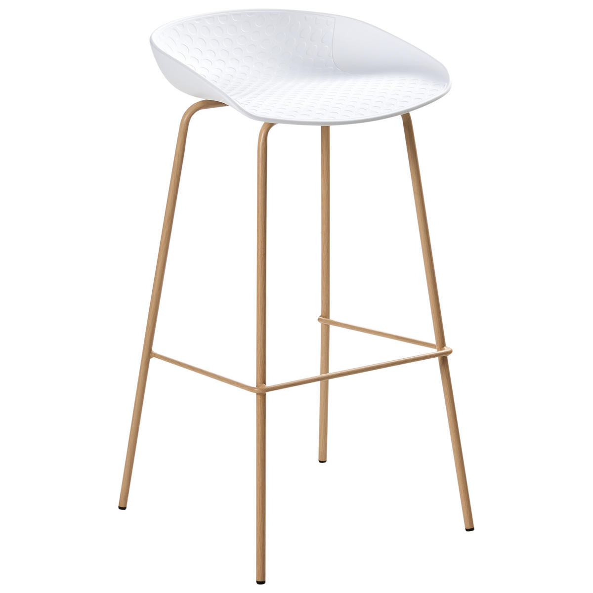 BARHOCKER 4er-Set Hellbraun Venlo - Hellbraun/Weiß, Kunststoff (43/84/44cm) - Beliani