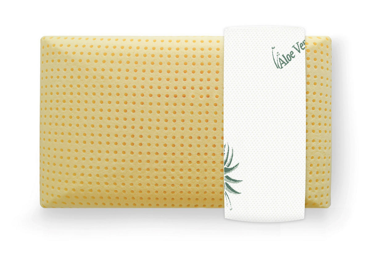 MEMORY FOAM KOPFKISSEN Aloe Vera 40x80 cm – ergonomisches Visco Kissen mit 2 Aloe Vera Bezügen, atmungsaktiv & waschbar - Weiß, Textil (40/80cm) - Mister Sandman