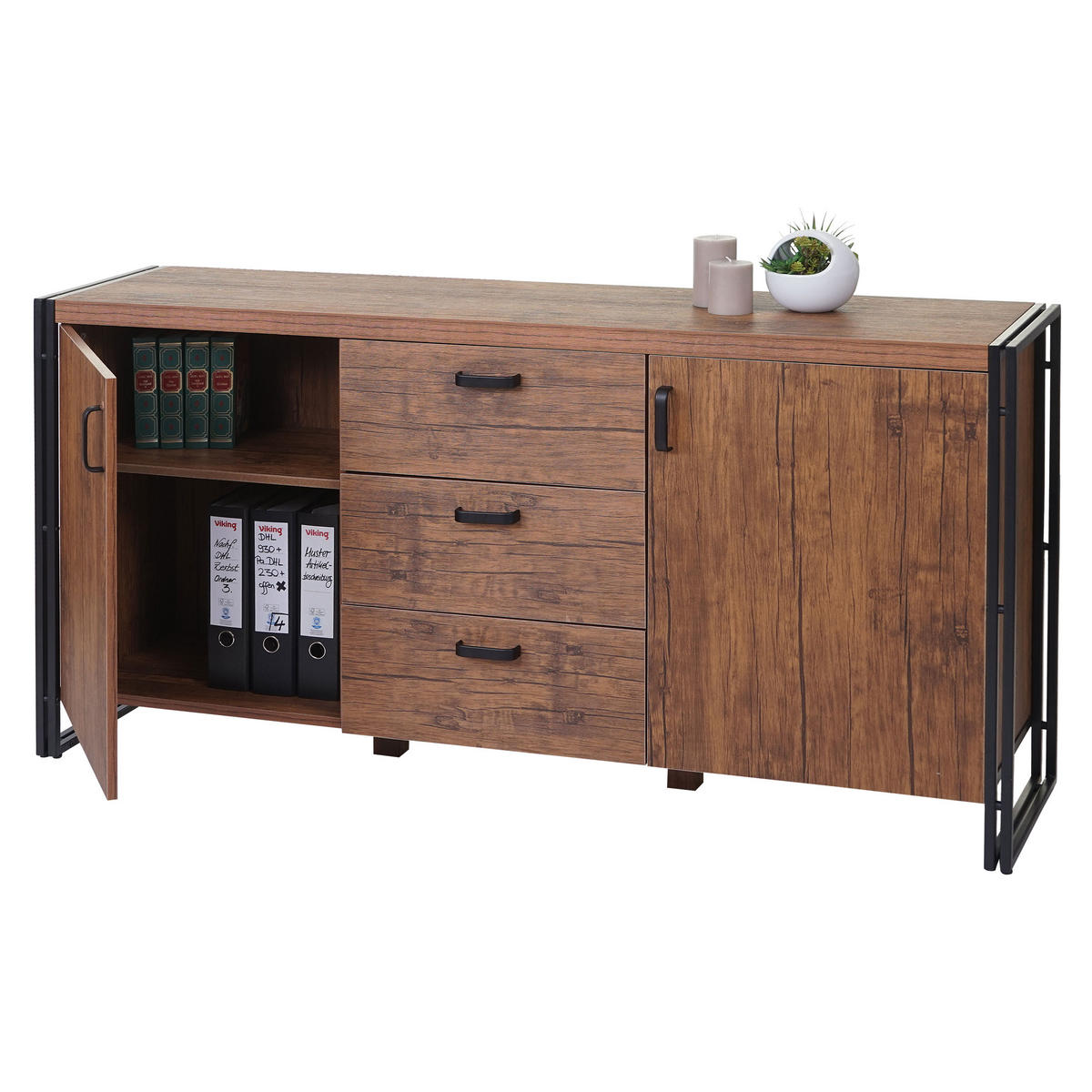 SIDEBOARD Wildeiche Dekor, Schwarz - Wildeiche/Schwarz, Holzwerkstoff (160/80/40cm) - MCW