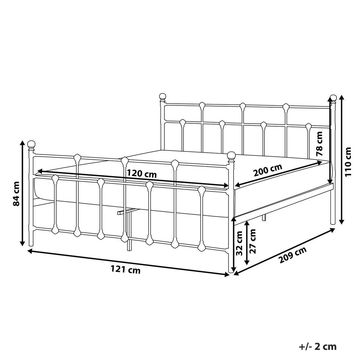 BETT mit Lattenrost 120/200 cm Schwarz Lynx - Schwarz, Metall (120/200cm) - Beliani