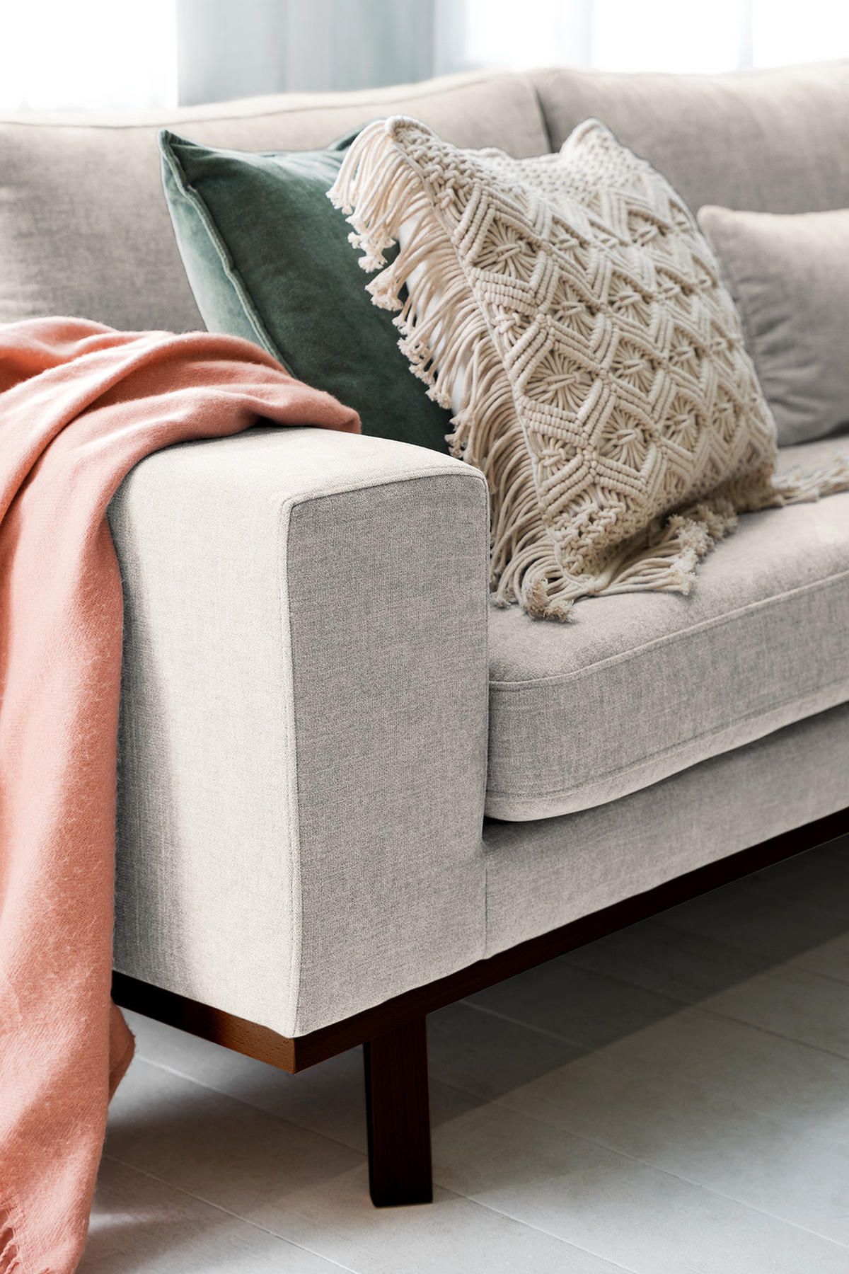 2-SITZER SOFA - Buchefarben/Grau, Buchenholz/Textil (197/81/88cm) - home24