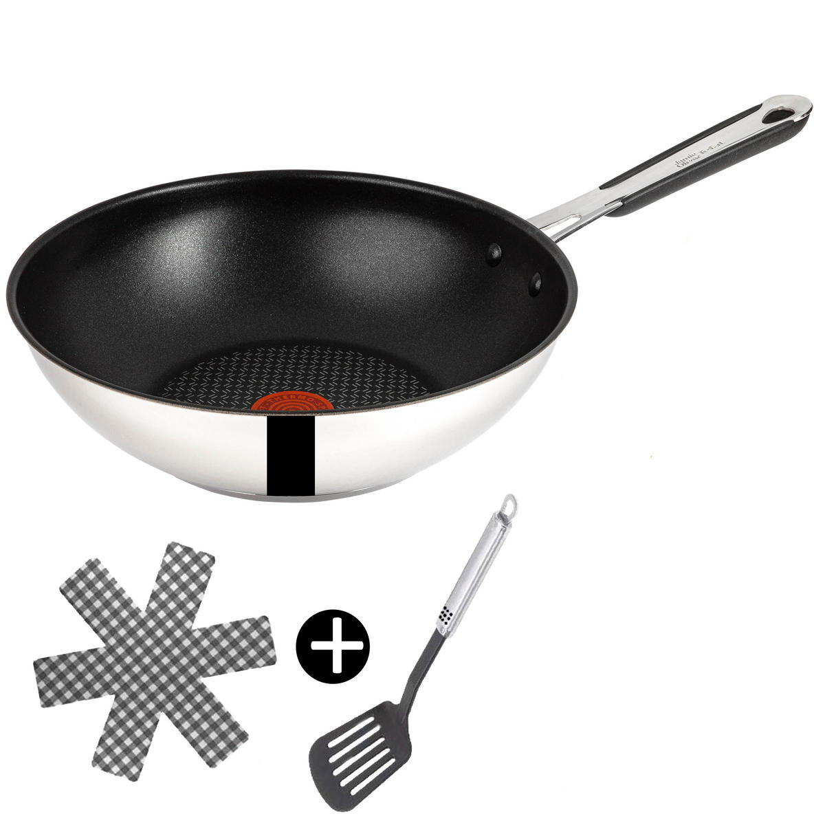 WOKPFANNE E76 Jamie Oliver Schwarz 3-Teilig - Silberfarben, Metall (28cm) - Tefal