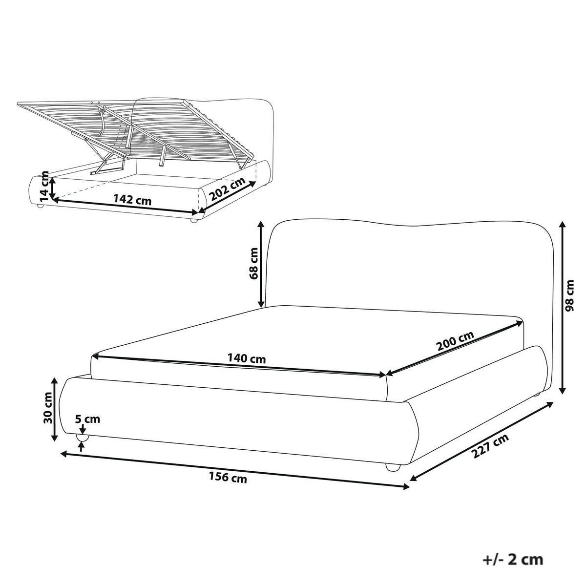 BETT mit Stauraum 140/200 cm Hellblau Blagnac - Blau/Braun, Textil (140/200cm) - Beliani