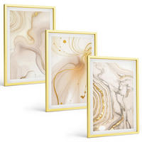 BILDER SET 3er Set - 40x60 cm Goldrahmen - Subtile abstrakte Muster - Goldfarben, Kunststoff (40/60cm) - TULUP