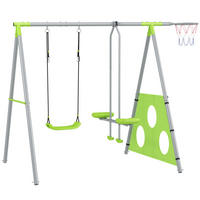 SCHAUKELGESTELL, 4 in 1 Outdoor Schaukelgerüst mit Schaukel, Metallgestell - Grün, Metall (180/215cm) - AIYAPLAY