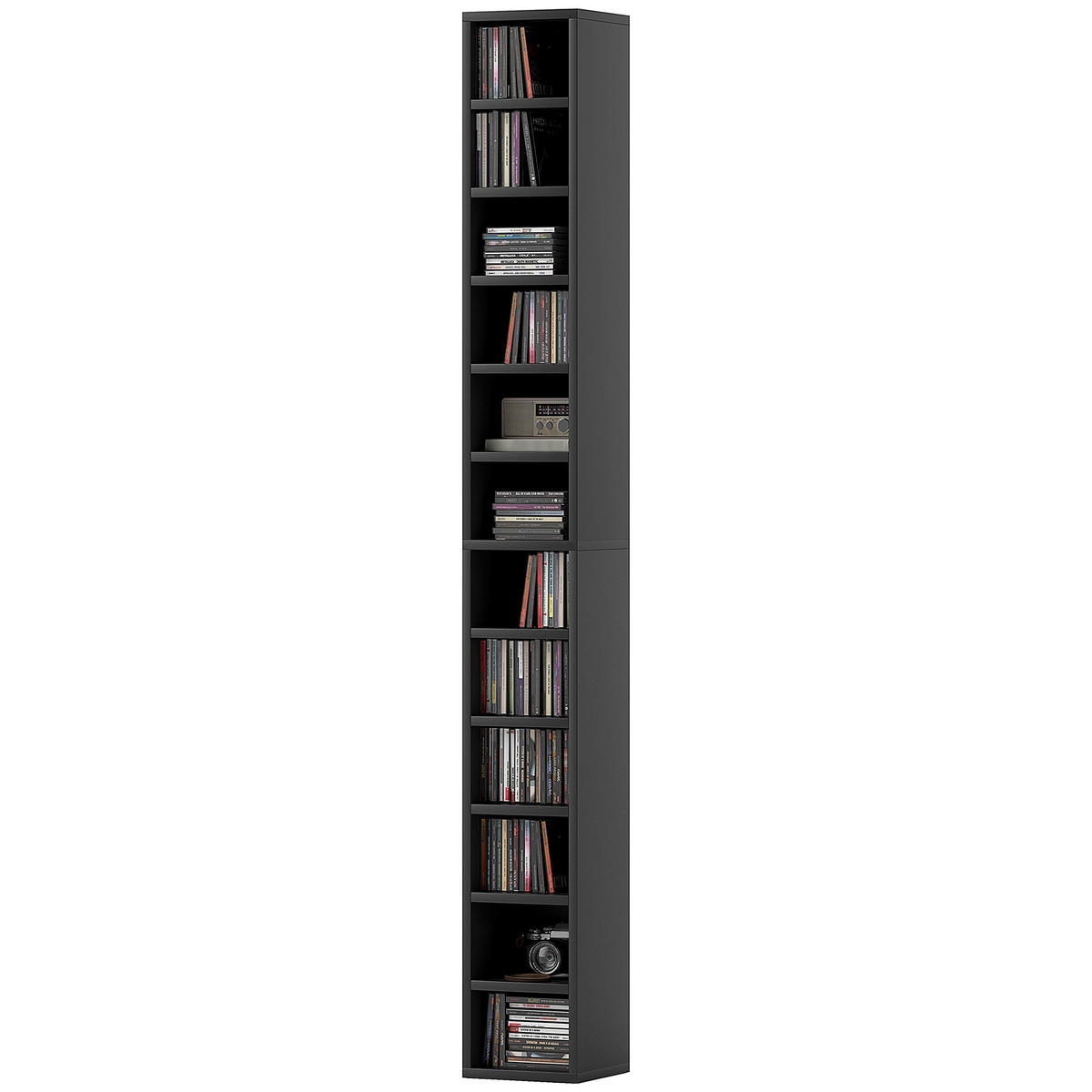 CD-REGAL DE-14508 12 Fächer, schmal und hoch Schwarz - Schwarz, Holzwerkstoff (20/175/21cm) - ComfortXL