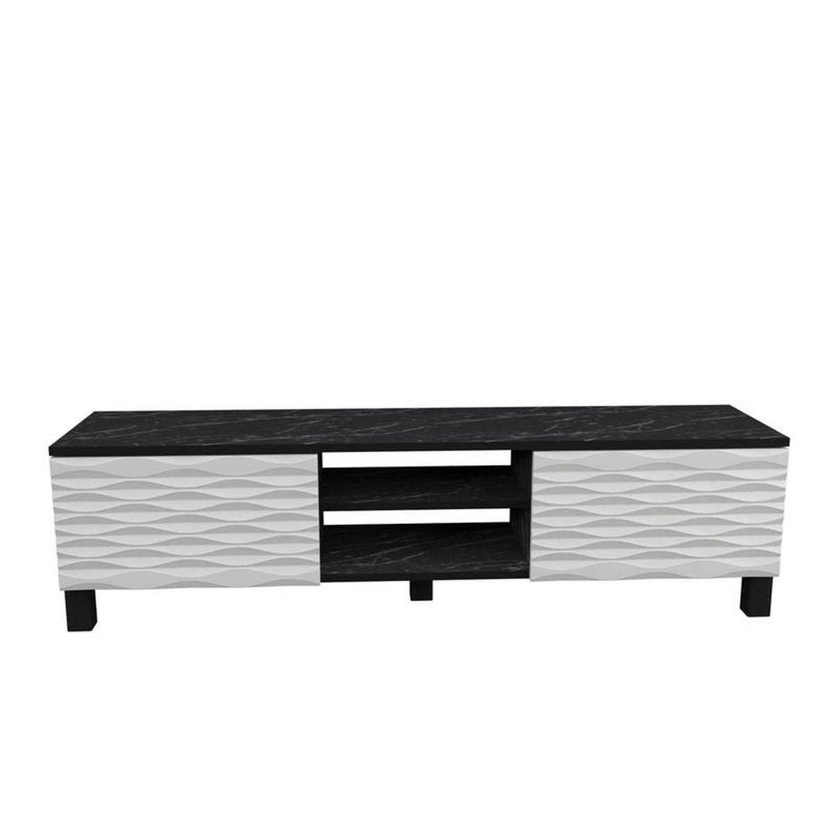 TV-ELEMENT Lukas Schwarzer Marmor Weiß - Schwarz/Weiß, Holzwerkstoff (150/40.3/35cm) - Decorotika