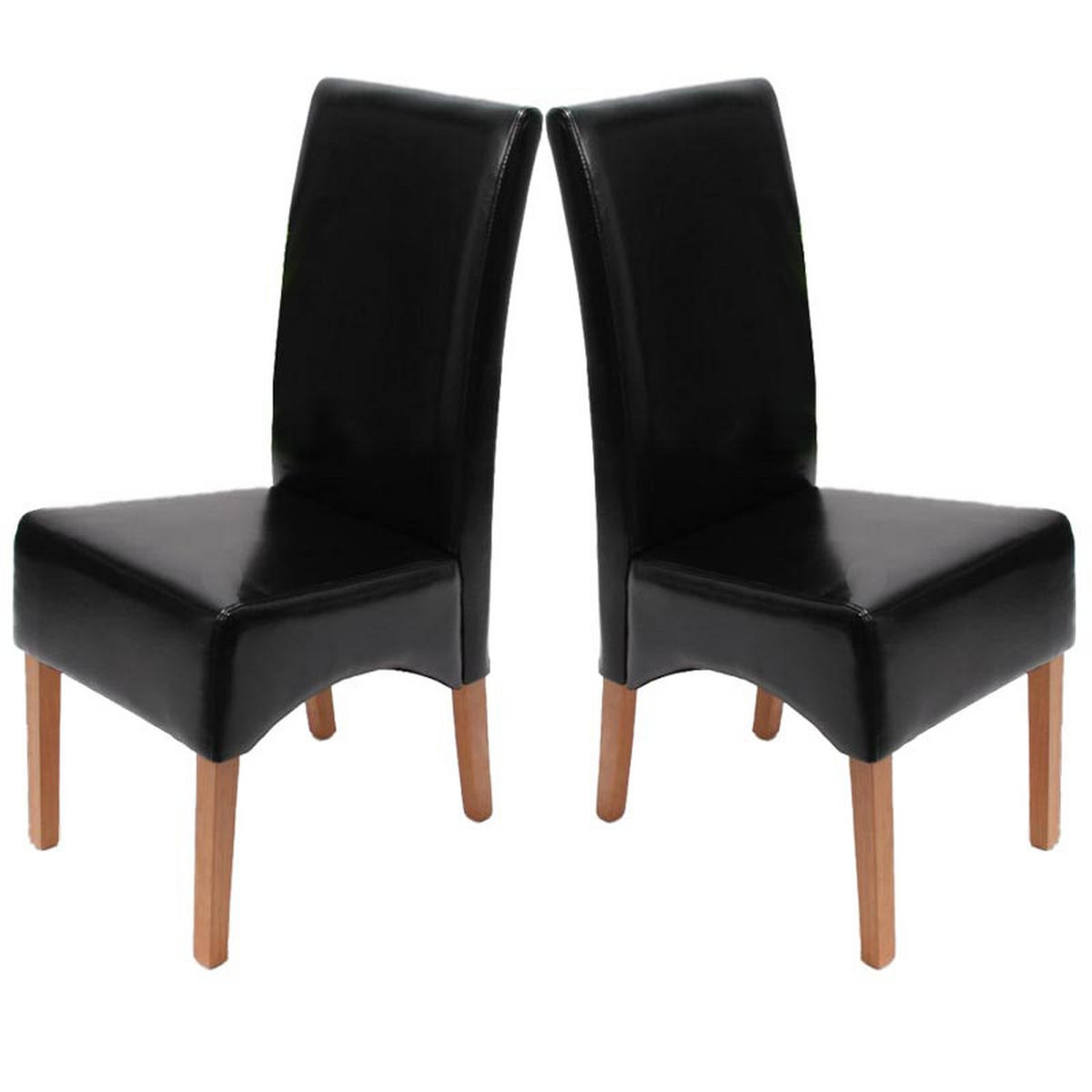 ESSZIMMERSTUHL 2er-Setgepolstert 102x44x54cm Sitzhöhe 47cm Leder helle Beine Schwarz - Schwarz, Leder (44/102/54cm) - CHEFGASTRO