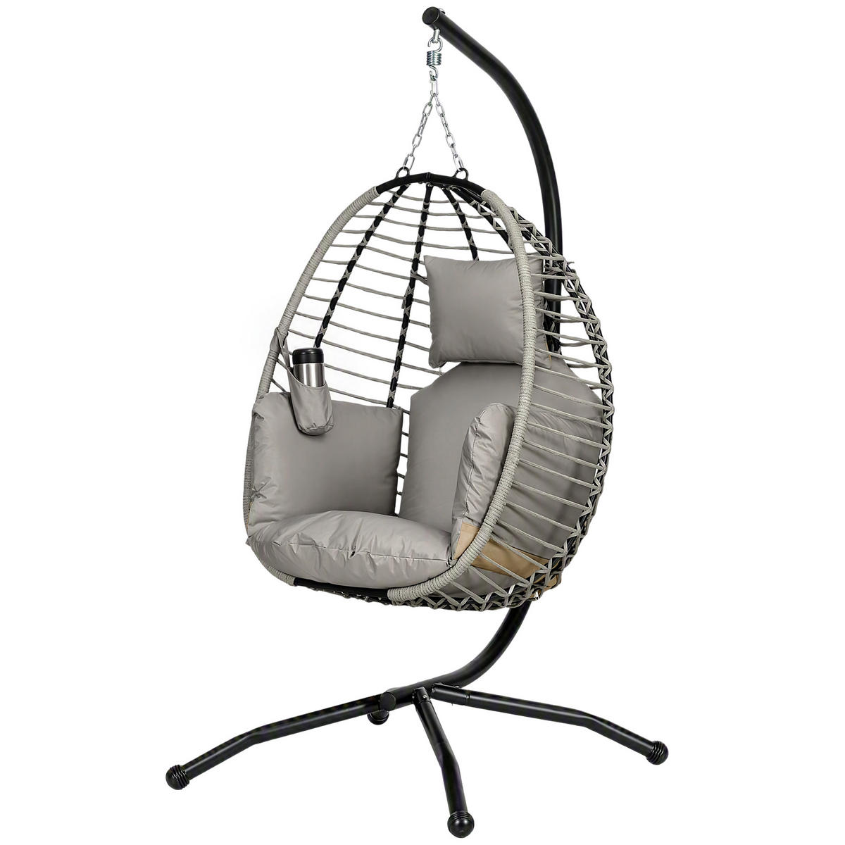 HÄNGESESSEL Grau 110.0/100.0/188.0 cm - Grau, Metall (100/188/110cm)