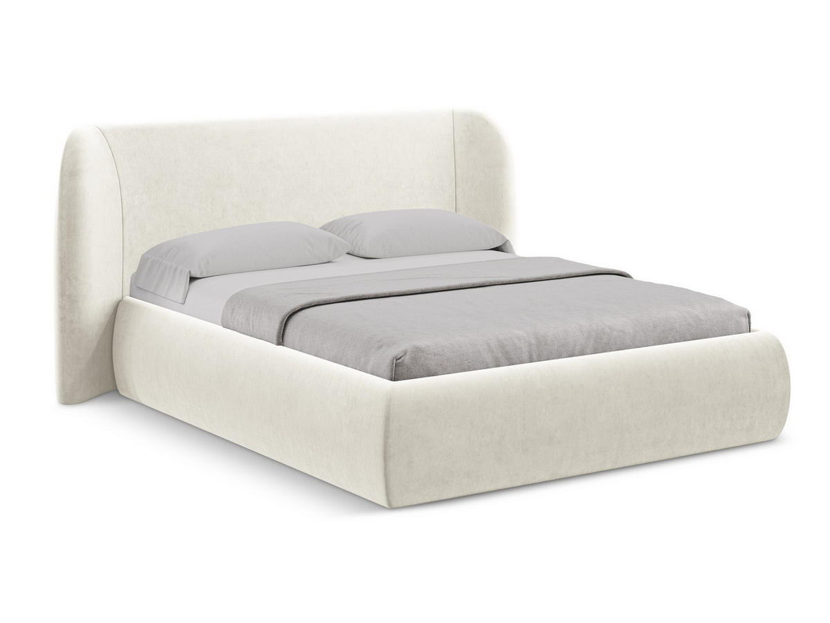 POLSTERBETT mit Bettkasten und Lattenrost 210x215 Beige - Beige/Creme, Kunststoff/Textil (160/200cm) - Makamii