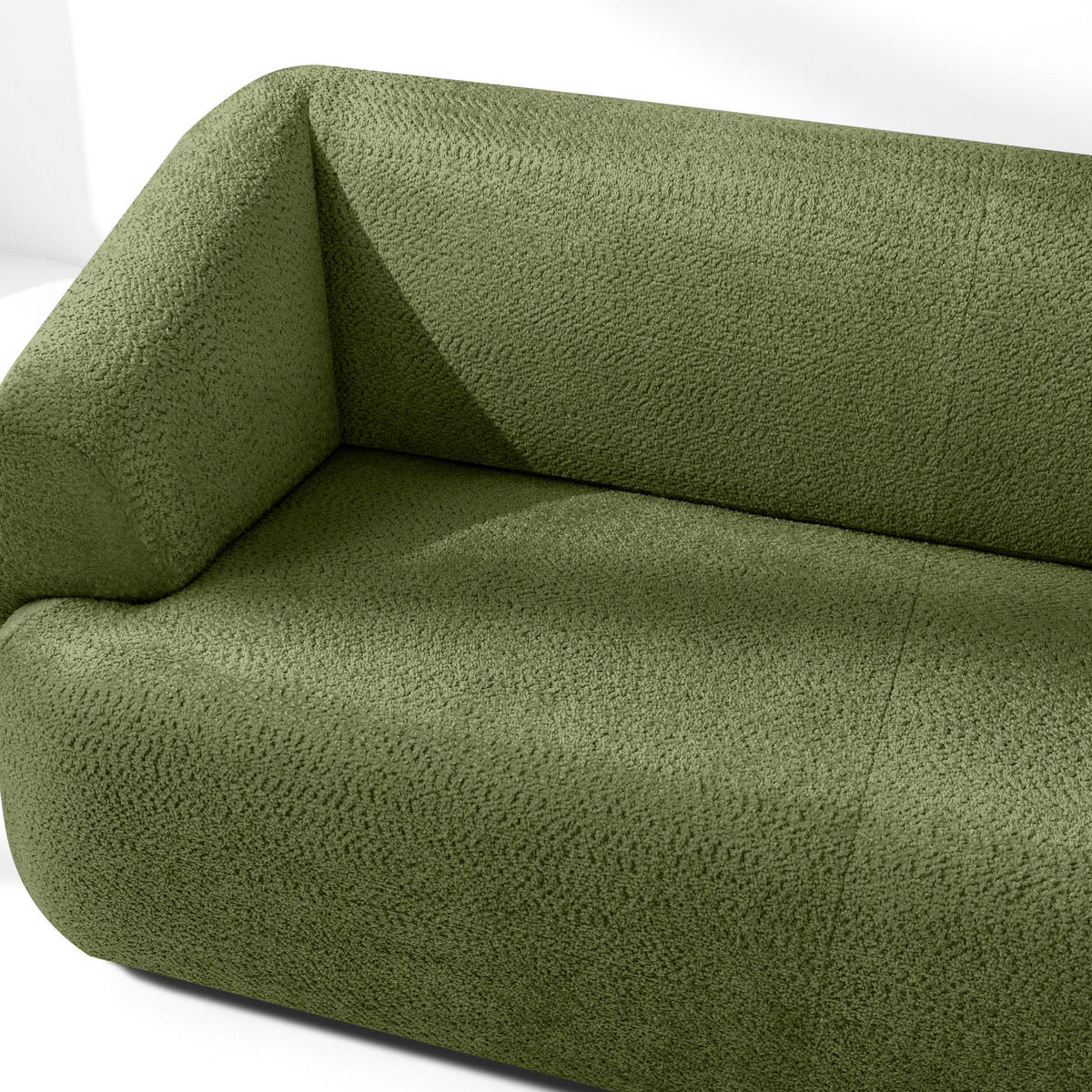 EINZELSOFA VIRA, Oliv, Chenille - Schwarz/Olivgrün, Holz/Holzwerkstoff (210/84/100cm) - KONSIMO®