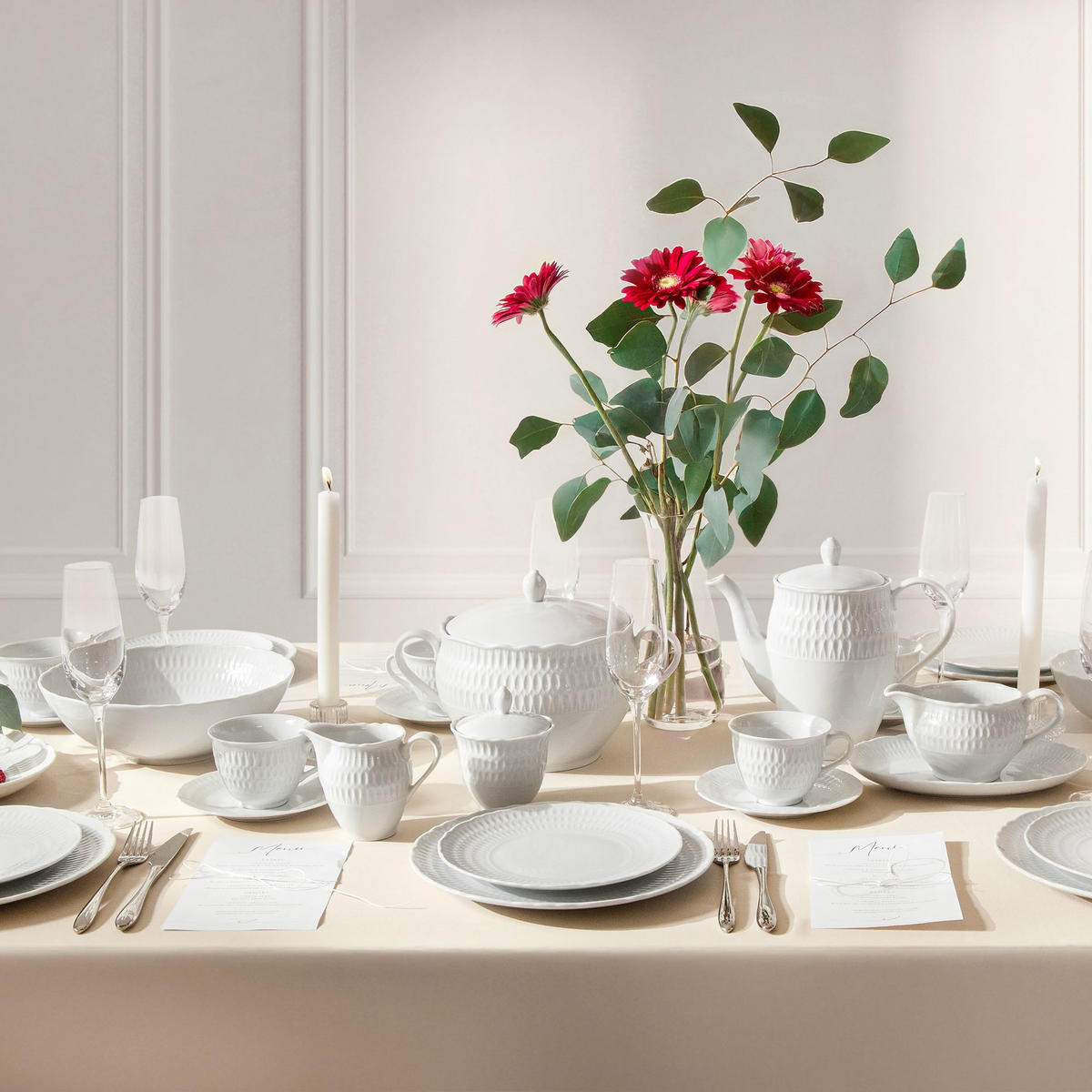 KAFFEESERVICE 6 Personen CMIELOW SOFIA 18-tlg aus Porzellan - Weiß, Keramik (21/22/21cm) - KONSIMO®