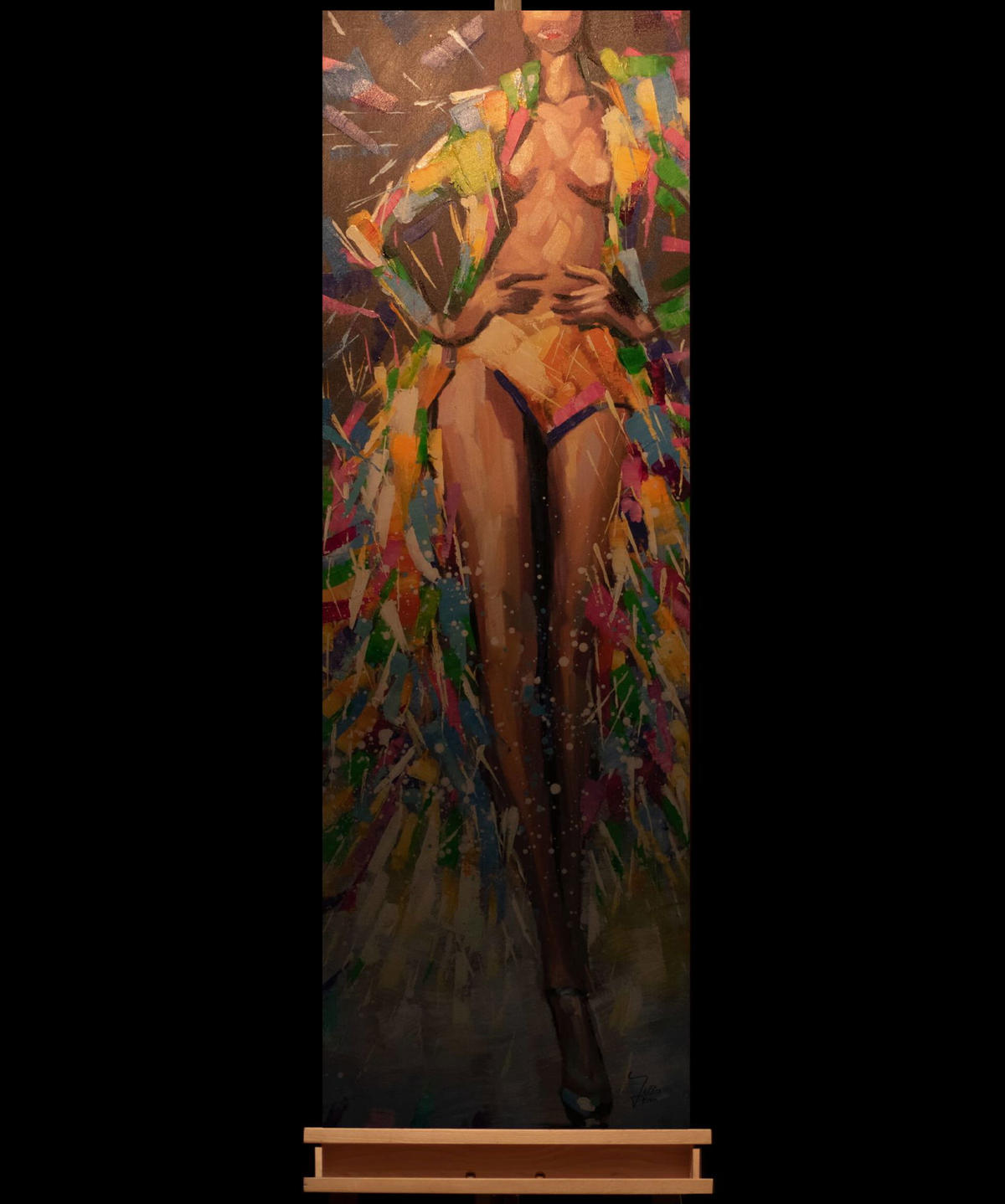 ACRYLBILD HANDGEMALT 40/120 cm - Multicolor/Braun, Holz/Textil (1.52/120cm) - KUNSTLOFT