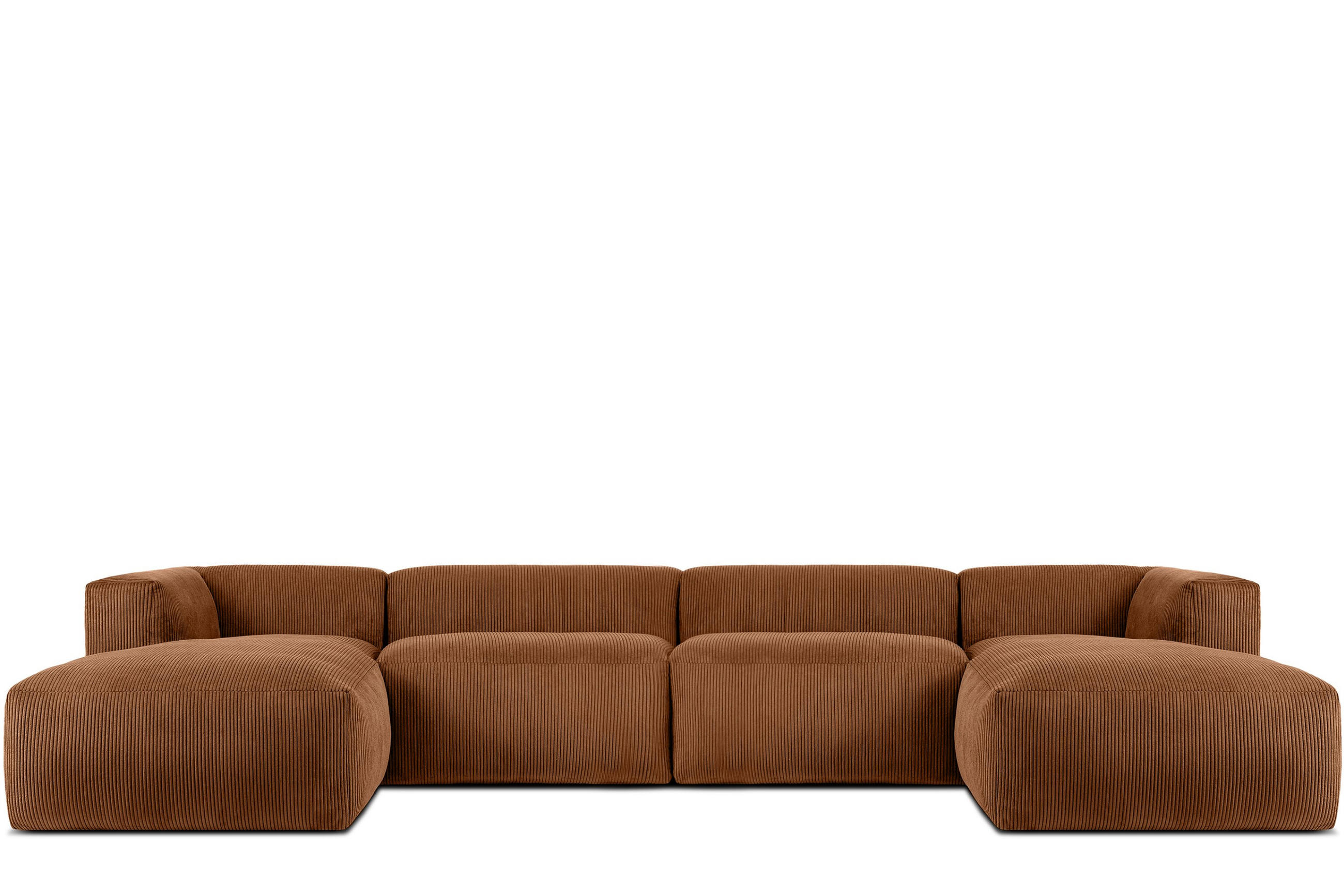 PANORAMA-ECKSOFA BUFFO 7/8 Sitzer mit extrem weicher Sitzfläche, Kordstoff, ore - Orange, Textil (424/73/180cm) - KONSIMO®