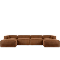 PANORAMA-ECKSOFA BUFFO 7/8 Sitzer mit extrem weicher Sitzfläche, Kordstoff, ore - Orange, Textil (424/73/180cm) - KONSIMO®