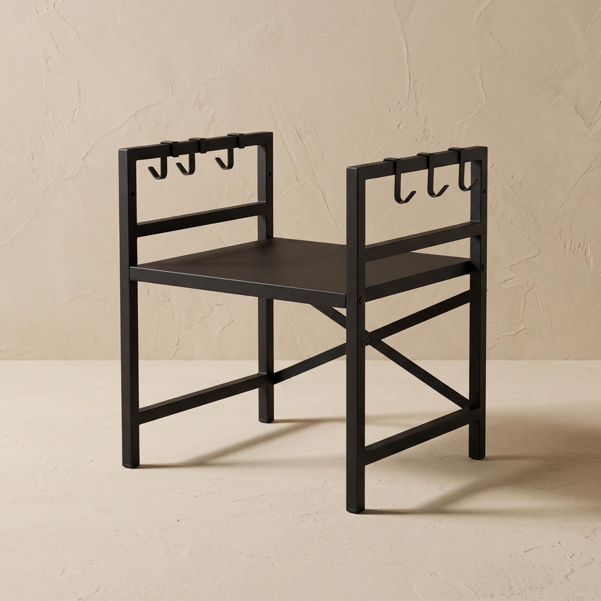 REGAL über der Mikrowelle mit Haken 63/32/44 cm - Schwarz, Metall (32/44/63cm) - BOXIMO