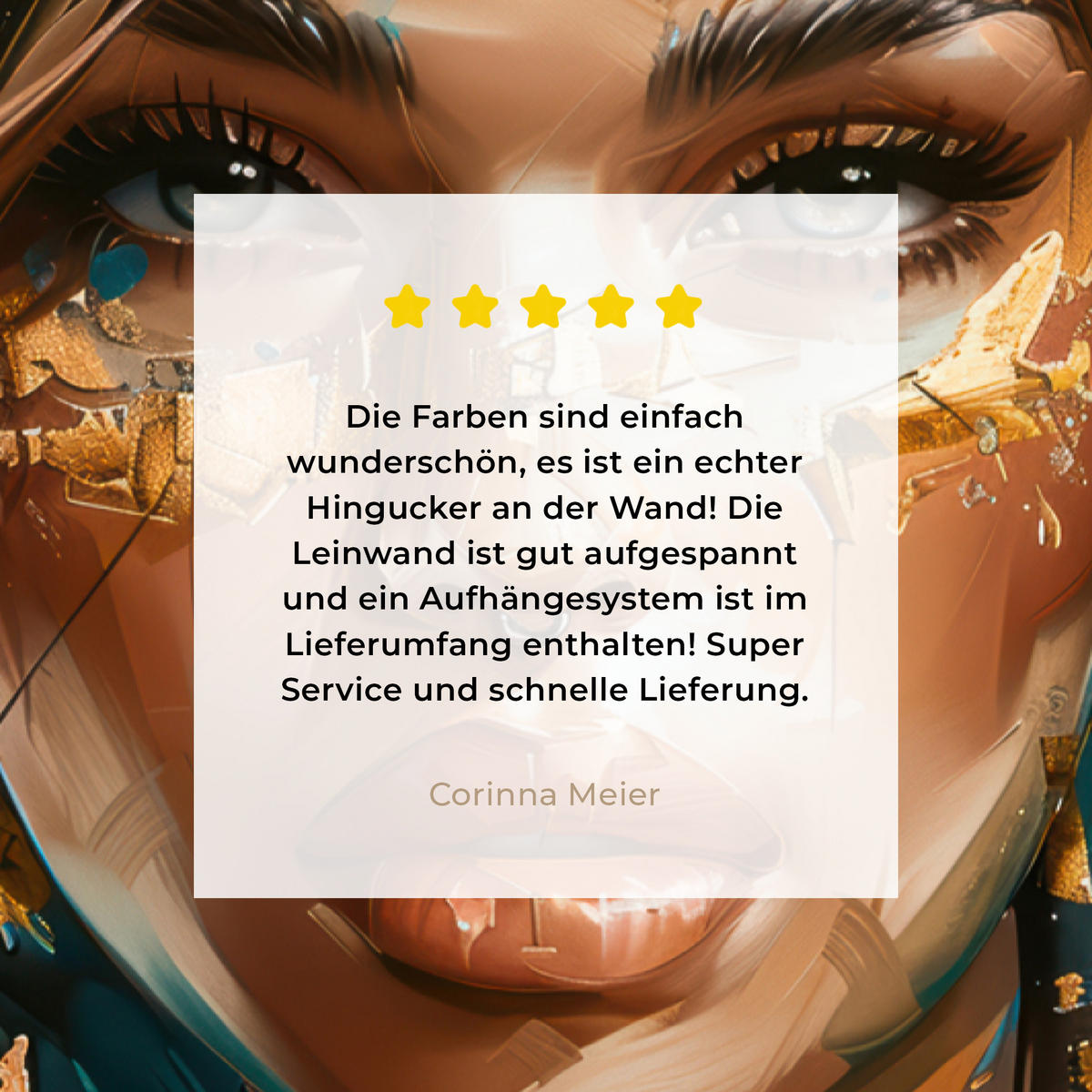 LEINWANDBILD - Frau - Porträt - Gold - Luxus - Blau - 20x30 - Bilder - Türkis, Textil (20/30cm) - MuchoWow