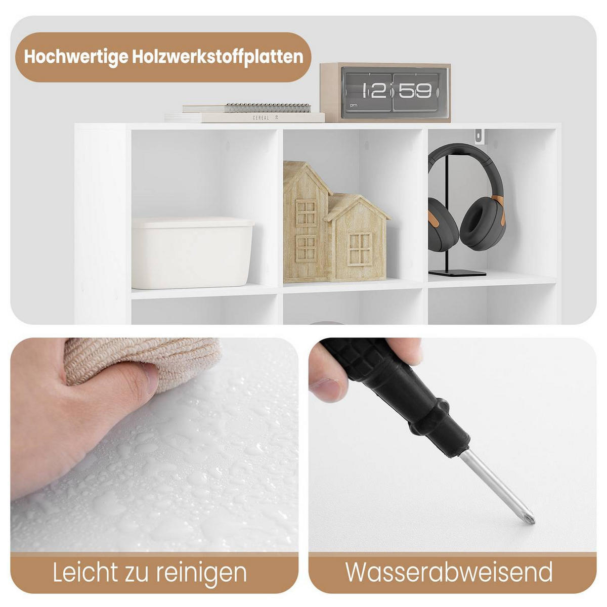 REGAL Bücherregal mit 9 Fächern, Standregal, Weiß - Weiß, Holzwerkstoff (94/93/29.5cm) - Woltu